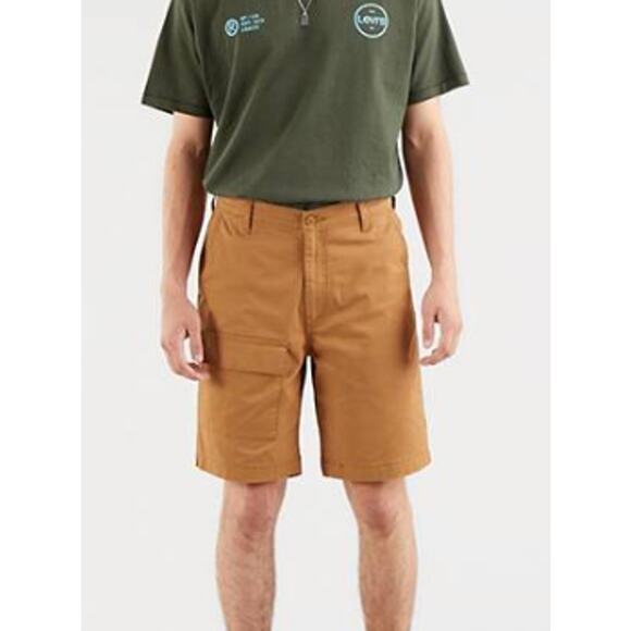 Levi's Marine Patch Desert Boots Neutral Tan Lightweight Shorts Men's Size 34 - Picture 1 of 9